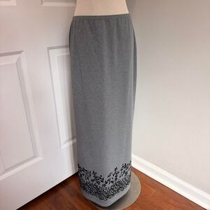 Y2K GREY EXACT CHANGE VELVET FLORAL MAXI SKIRT